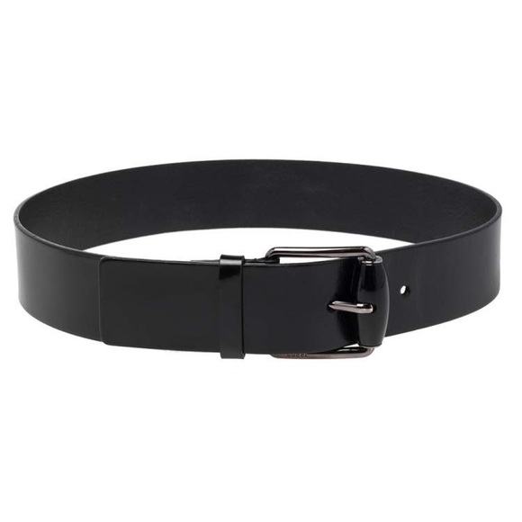 GUCCI Patent Leather Waist Belt Glossy Black Designer Gunmetal Steel Wide Buckle main image 5